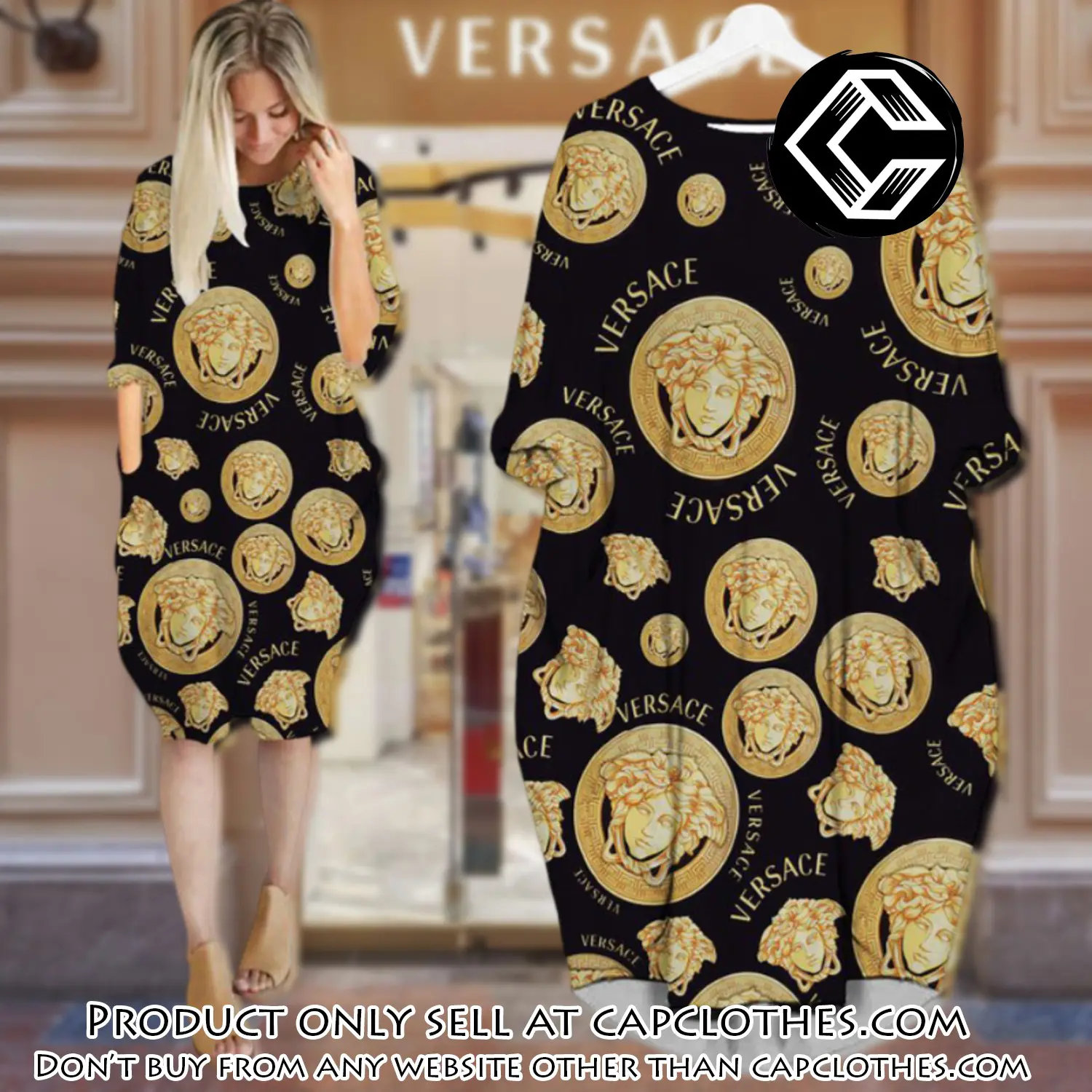 Gianni versace black batwing pocket dress luxury brand for women pd064 cc5713127